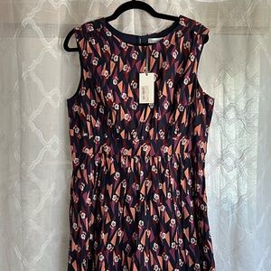 NWT Emily and Fin ModCloth dress XL pockets pansy print